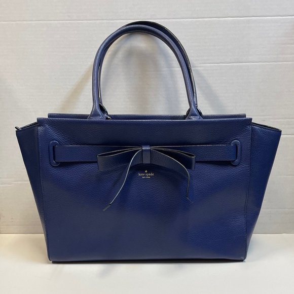 kate spade Handbags - Kate Spade deep blue leather tote with bow